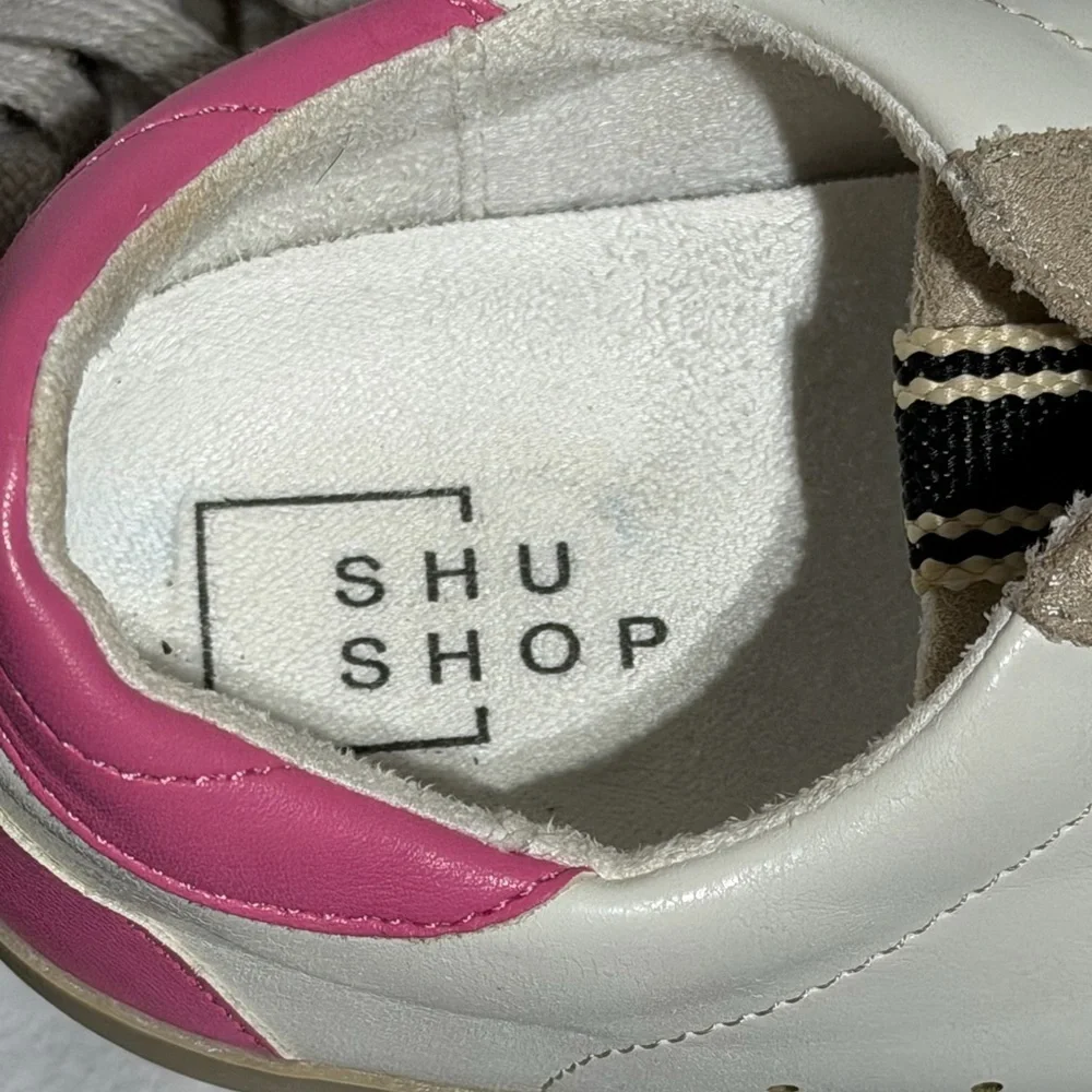Shu Shop MIA Women's Sneakers in White, Pink, and Tan Size 7